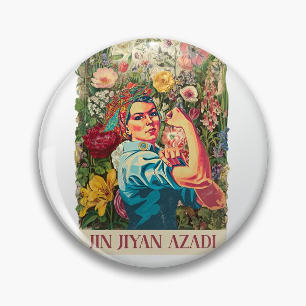 Item preview, Jin Jiyan Azadi – Feminist Kurdish protest poster with flowers designed and sold by BasImJOKO.