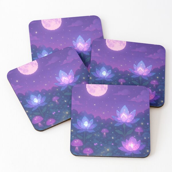 Item preview, Pastel Pixel Art Glowing Flowers Garden Landscape  designed and sold by Imaginationbeyond.