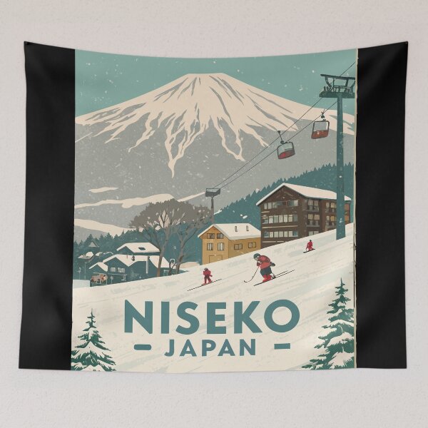 Item preview, Niseko Japan Vintage Travel Poster – Mount Yotei Ski Resort Winter Landscape designed and sold by VividOrganica.
