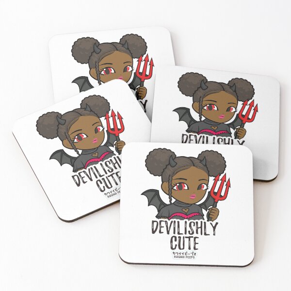 Item preview, Halloween Devil Girl Design – Kawaii Afro Puffs Cosplay Quote “Devilishly Cute” designed and sold by P-L-Sardines.