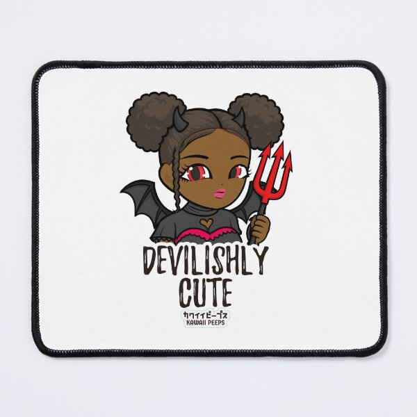 Item preview, Halloween Devil Girl Design – Kawaii Afro Puffs Cosplay Quote “Devilishly Cute” designed and sold by P-L-Sardines.