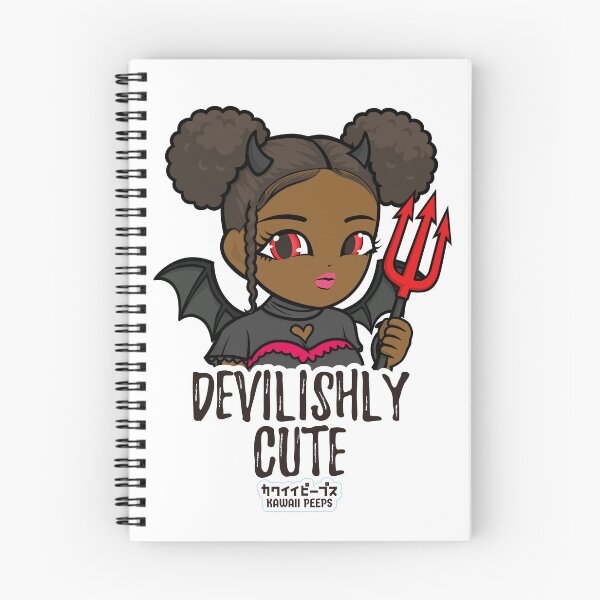 Item preview, Halloween Devil Girl Design – Kawaii Afro Puffs Cosplay Quote “Devilishly Cute” designed and sold by P-L-Sardines.