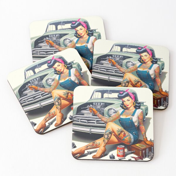 Item preview, Retro Mechanic Pin-up designed and sold by PulpVintage.