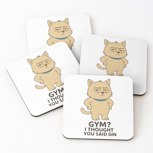 Item preview, Funny Kawaii Cat – Gym? I Thought You Said Gin – Cute Fitness Meme Illustration. designed and sold by DeanBlacksmith.