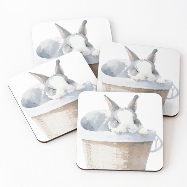 Item preview, Little grey bunny in laundry basket looks annoyed designed and sold by LiskoDesign.