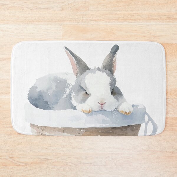Item preview, Little grey bunny in laundry basket looks annoyed designed and sold by LiskoDesign.