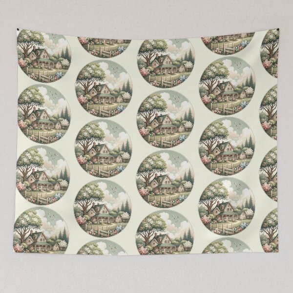 Item preview, Charming Countryside Cottage Scene designed and sold by SholoStudio.