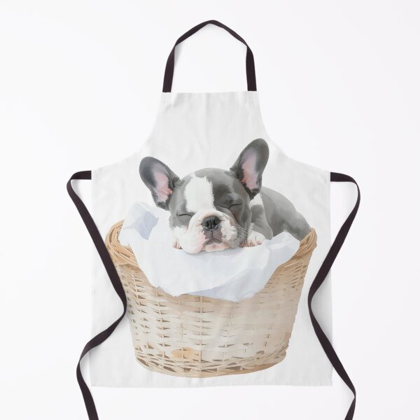 Item preview, Small grey French bulldog sleeping in laundry basket designed and sold by LiskoDesign.