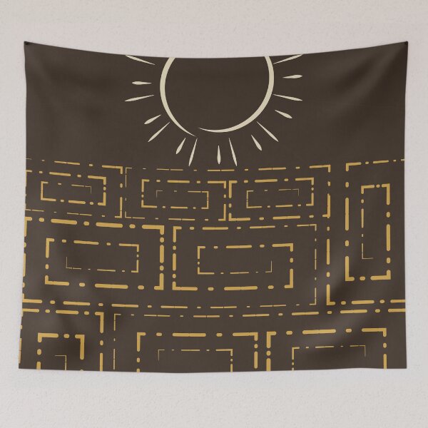 Item preview, Rustic african mudcloth poster in ochre and olive tones designed and sold by zephstudoartist.