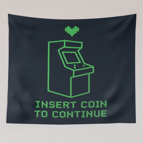 Item preview, Insert Coin to Continue – Neon Arcade Silhouette designed and sold by ShadowScales Art.