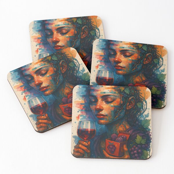Item preview, Surreal Wine Lover Watercolor Portrait: Modern Abstract Wall Art designed and sold by WhisperFrame.