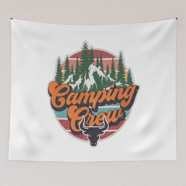 Item preview, Camping Crew T-Shirt Design with Retro Mountain and Bull Graphic designed and sold by My-Hoodies.