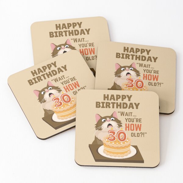 Item preview, Funny 30th Birthday Shocked Cat Funny Cake designed and sold by Art-of-Rory.