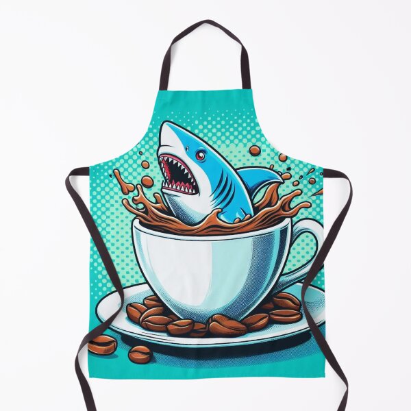 Item preview, coffee-loving shark designed and sold by Dogandesighn.