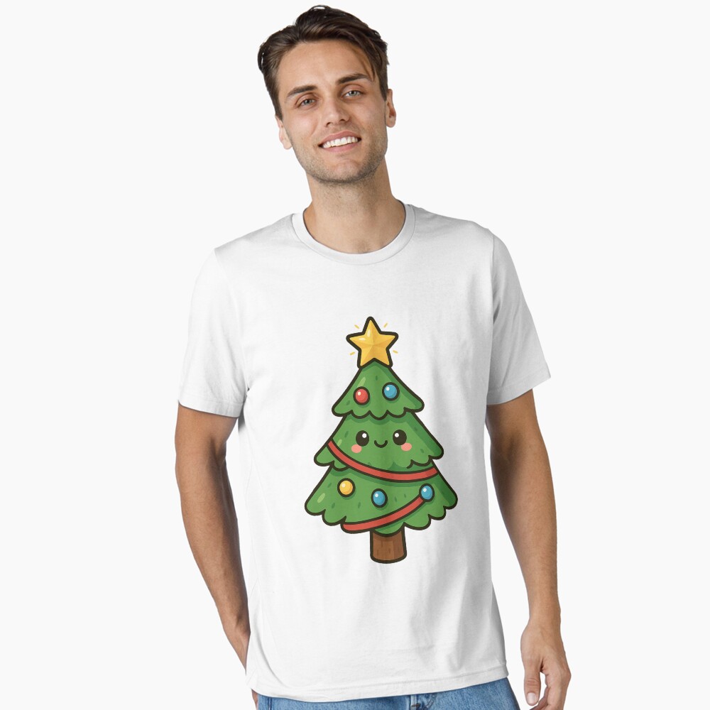 Cute Christmas Tree with Ornaments | Kawaii Holiday Design Poster