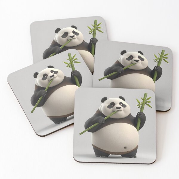 Item preview, Cute 3D Panda Eating Bamboo – Cartoon Animal Design designed and sold by Taneem-hazara.