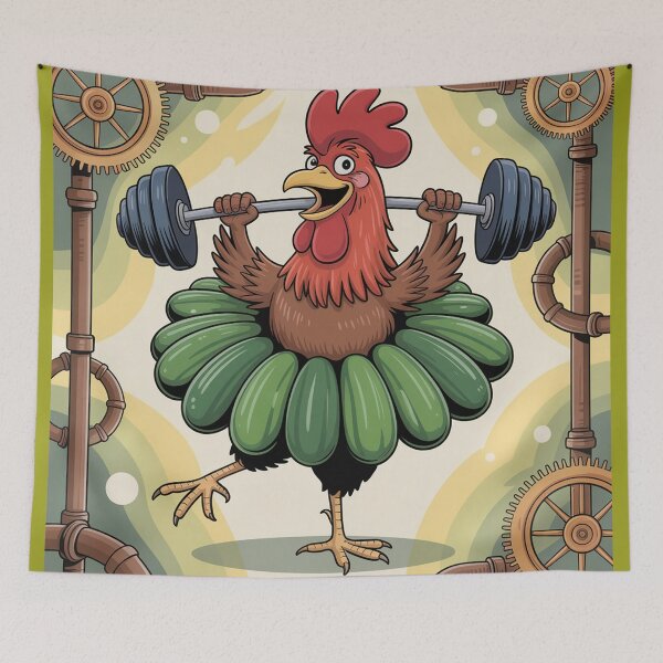 Item preview, a comical rooster balancing on one leg.  designed and sold by Lilashakti ⭐️ ⭐️ ⭐️ ⭐️ ⭐️.