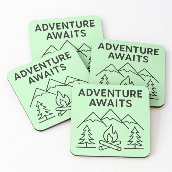 Item preview, Adventure Awaits – Minimalist Mountain Camping Design designed and sold by Dragonfly-10.