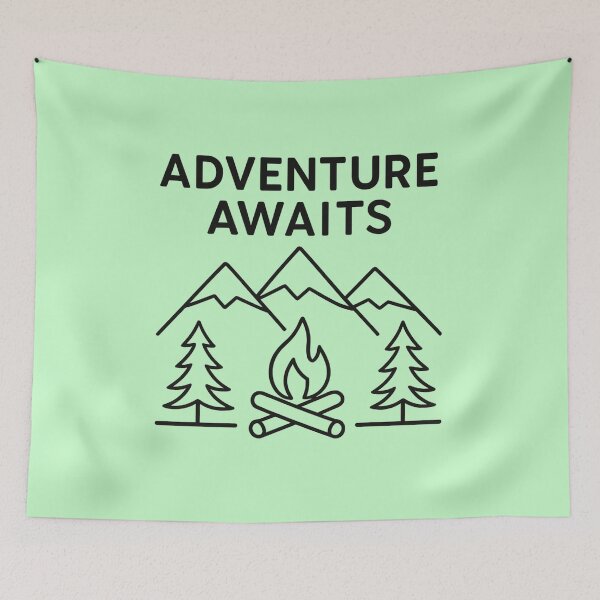 Item preview, Adventure Awaits – Minimalist Mountain Camping Design designed and sold by Dragonfly-10.