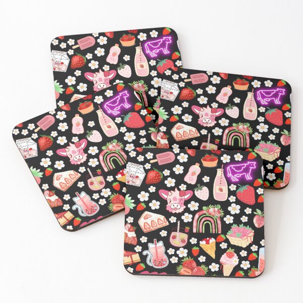 Item preview, Strawberry Milk & Desserts Pattern – Cute Kawaii Fruit Sweets and Drinks Illustration designed and sold by StudioSamanthaa.