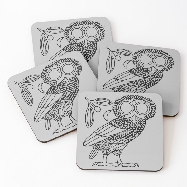 Item preview, Owl of Athena [Black Outline + Wreath and Crescent] designed and sold by jorellaf.