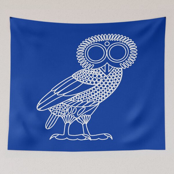 Item preview, Owl of Athena [White Outline on Blue (owl only)] designed and sold by jorellaf.