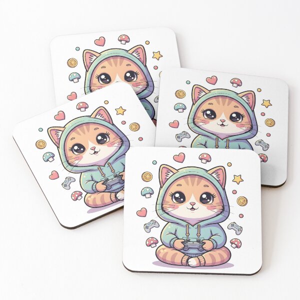 Item preview, Kawaii Gamer Cat in Hoodie – Cute Gaming Anime Style designed and sold by Grind-Stitch.