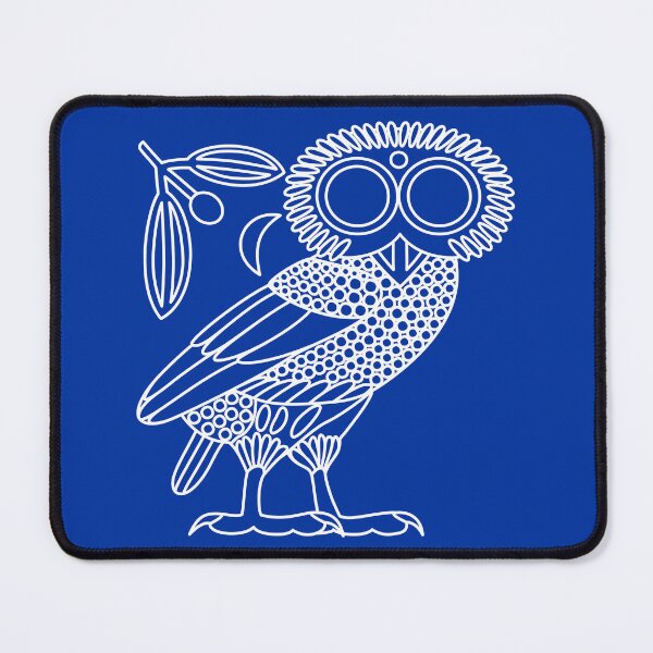 Item preview, Owl of Athena [White Outline on Blue + Wreath and Crescent] designed and sold by jorellaf.