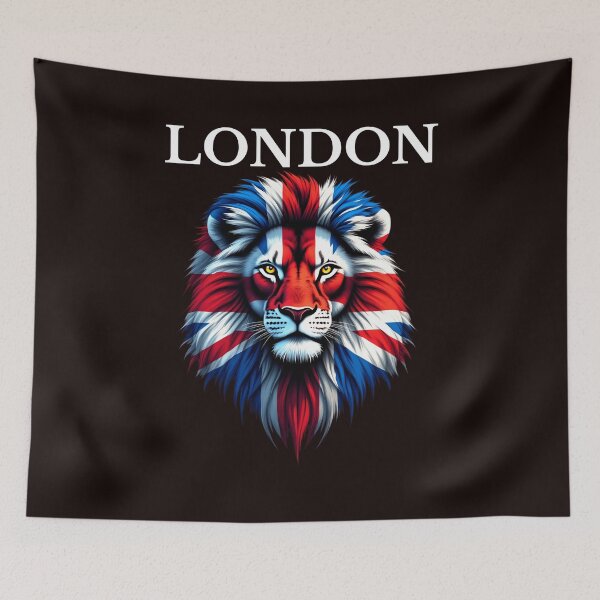 Item preview, London UK Flag Union Flag Patriotic Union Jack Flag Lion Face London Design designed and sold by adsman68.