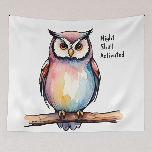 Item preview, Night Shift Activated – Funny Owl Design designed and sold by Ombrya.