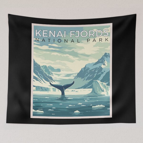 Item preview, Kenai Fjords National Park in Alaska, USA Vintage Art Travel Landscape designed and sold by MaateoDesign.
