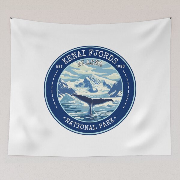 Item preview, Kenai Fjords National Park in Alaska, USA Vintage Travel Art Circle Emblem designed and sold by MaateoDesign.