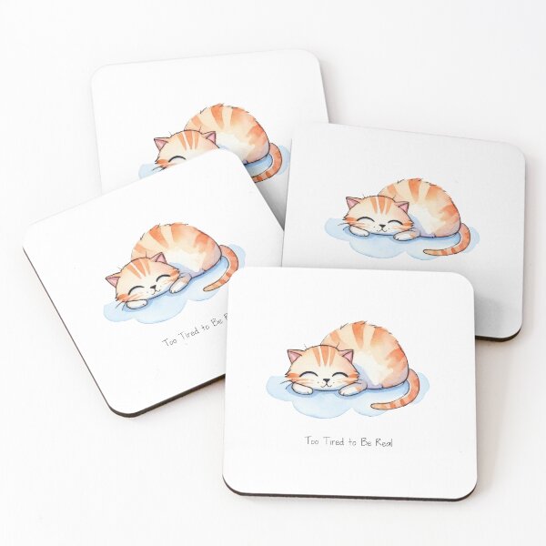 Item preview, Too Tired to Be Real – Funny Cute Cat on a Cloud designed and sold by Ombrya.
