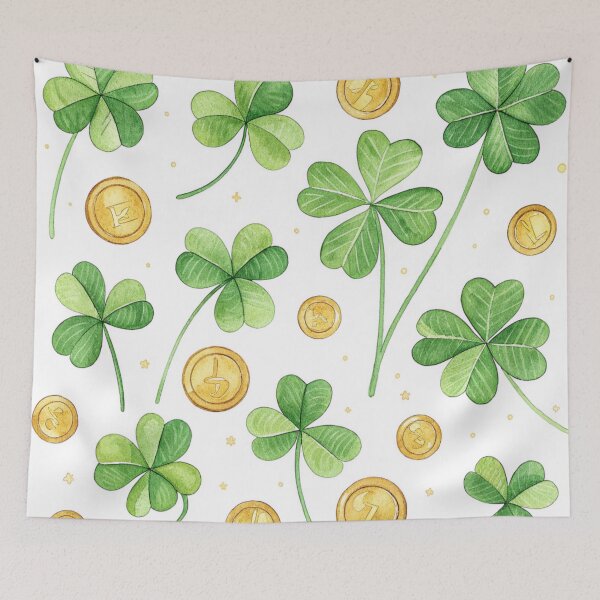 Item preview, Golden four-leaf clovers and coins , lucky symbol. . designed and sold by Lucky 777.