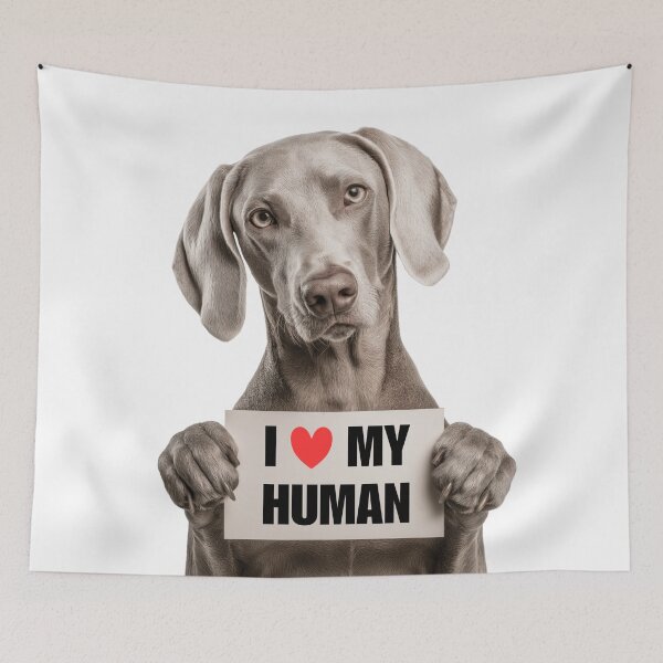 Item preview, Cute Weimaraner dog with Signboard I love my Human  designed and sold by LazyOwlStore.