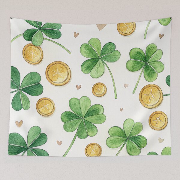 Item preview, Golden four-leaf clovers and coins , lucky symbol. designed and sold by Lucky 777.