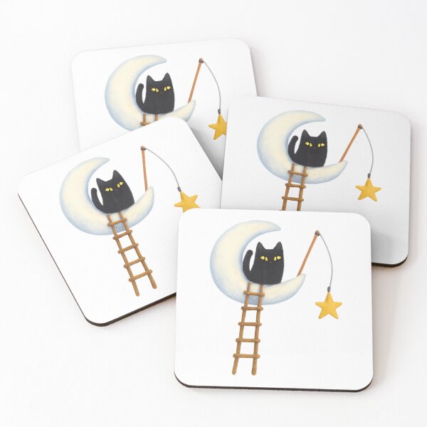 Item preview, Naughty Black Cat Star Fishing On Moon  designed and sold by TheWishingShed.