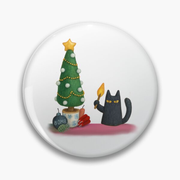 Item preview, Naughty Black Cat Blowing Up The Christmas Tree designed and sold by TheWishingShed.