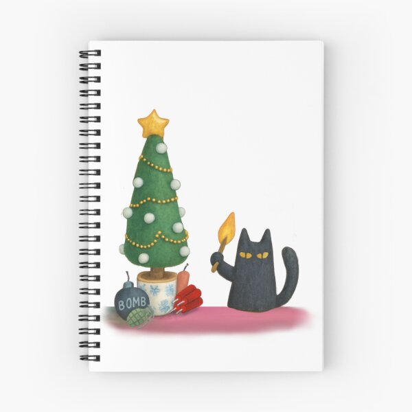 Item preview, Naughty Black Cat Blowing Up The Christmas Tree designed and sold by TheWishingShed.