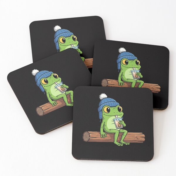 Item preview, Chill Frog Drinking Boba Tea in Beanie T-Shirt designed and sold by InstantInkTs.