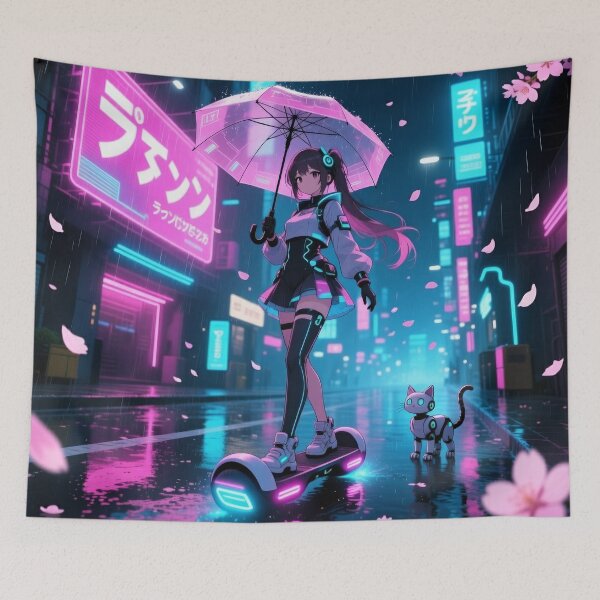 Item preview, Neon girl and robo cat designed and sold by Zeratoul.
