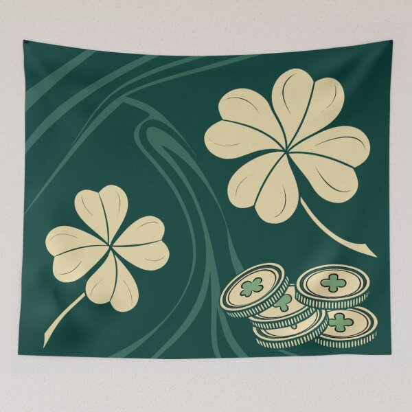 Item preview, Golden four-leaf clovers and coins , lucky symbols. designed and sold by Lucky 777.