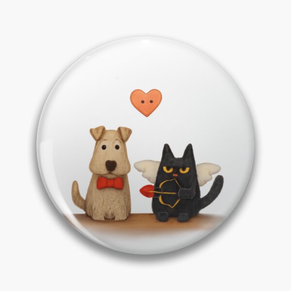 Item preview, Naughty Cupid Cat With Dog Funnycat Artwork designed and sold by TheWishingShed.