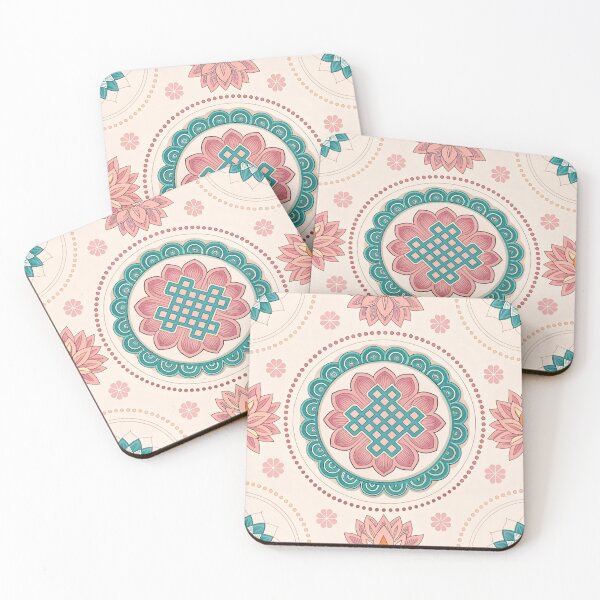 Item preview, Tibetan endless knot & lotus flowers, lucky symbols. designed and sold by Lucky 777.