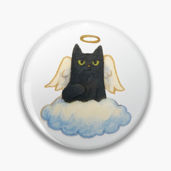 Item preview, Black Angel Cat On Cloud designed and sold by TheWishingShed.