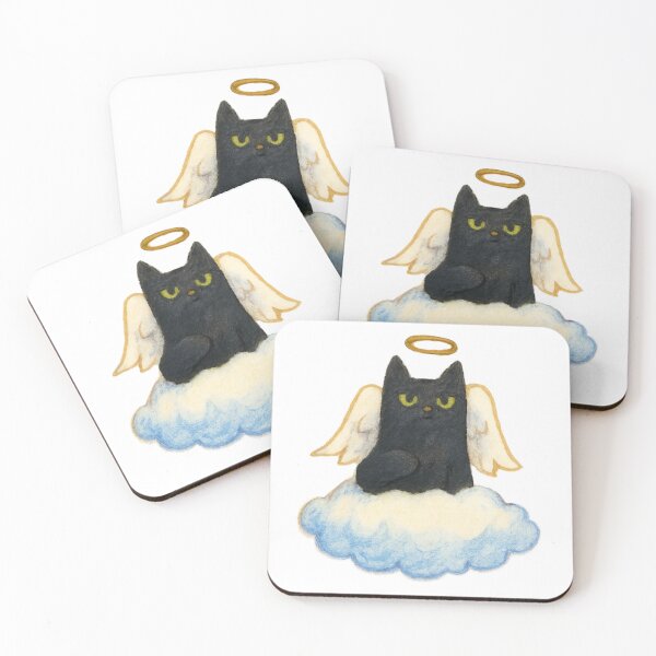 Item preview, Black Angel Cat On Cloud designed and sold by TheWishingShed.