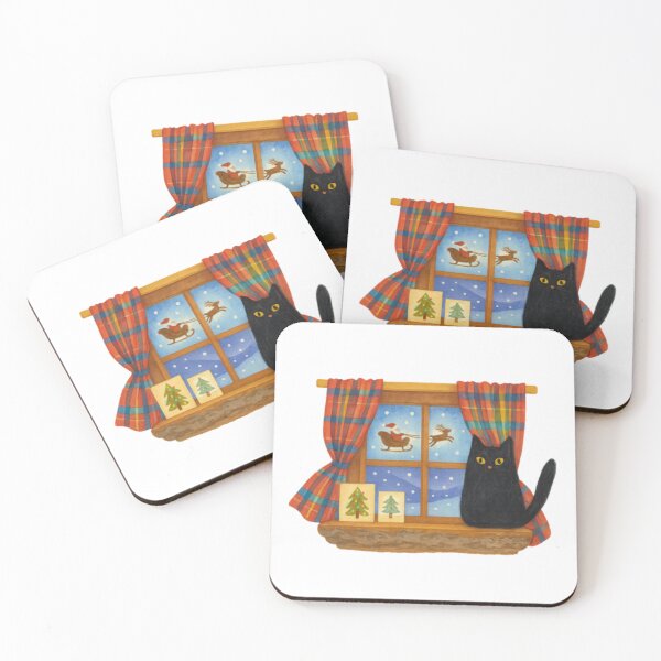 Item preview,  Black Cat Waiting For Santa designed and sold by TheWishingShed.