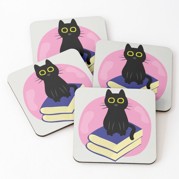 Item preview, Black Cat on Blue Books - Cozy Reading Cat Design  designed and sold by fishdesigns.