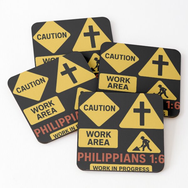 Item preview, Philippians 1:6 “Work In Progress” | Bold Caution Sign Christian Cross Design | Faith Streetwear designed and sold by Faith In Black Designs.