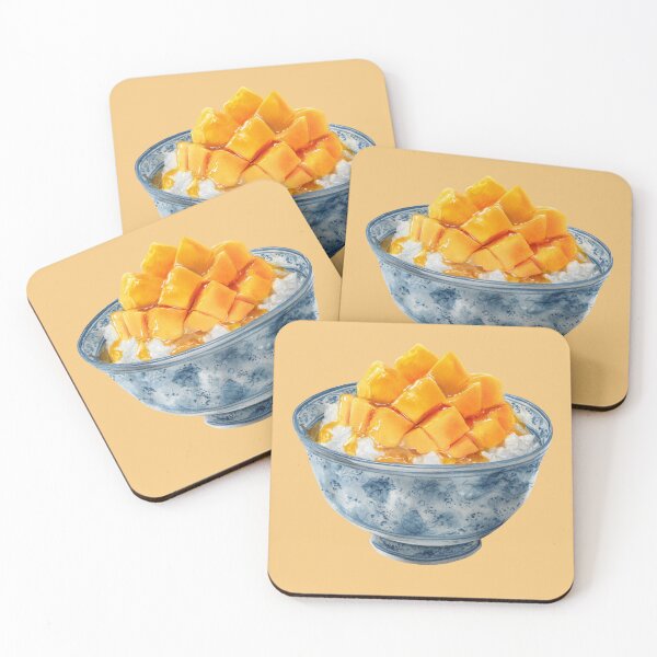 Item preview, Mango Sticky Rice in a Blue Bowl designed and sold by Violet Peonies.